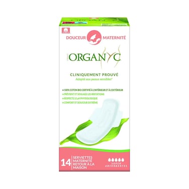 Organyc Cotton Maternity Napkins Back Home 14 Pieces