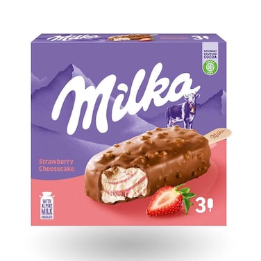آيس كريم ميلكا بنكهة تشيز كيك الفراولة 90 مل × 3 قطع