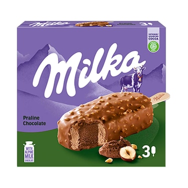آيس كريم ميلكا بالشوكولاتة البرايلين 90 مل × 3 قطع