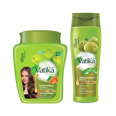 Vatika Olive &amp; Henna Hot Oil Treatment Deep Conditioning 1kg + Nourish &amp; Protect Shampoo For Normal Hair 200ml