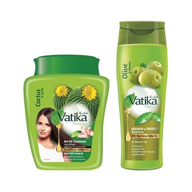 Vatika Cactus &amp; Garlic Hot Oil Treatment Deep Conditioning 1kg + Nourish &amp; Protect Shampoo For Normal Hair 200ml