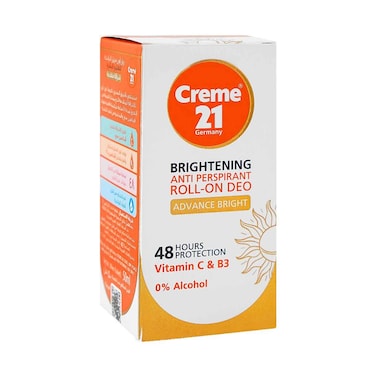 Creme 21 Brightening Anti Perspirant Roll-On Deo Advance Bright 48 Hours Protection With Vitamin C &amp; B3 50ml