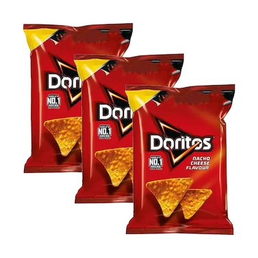 شيبس تورتيلا دوريتوس بنكهة الجبن الناتشو 142 غ × 3 قطع