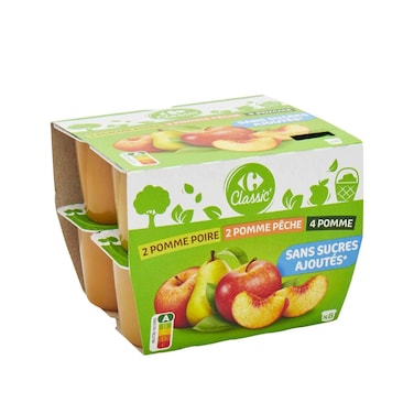 Carrefour Classic Assorted Fruit Puree Compote Without Added Sugar 100gx8 Pieces