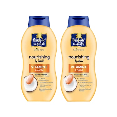 لوشن الجسم باراشوت سكين بيور تغذية بفيتامين E 400 مل × قطعتين