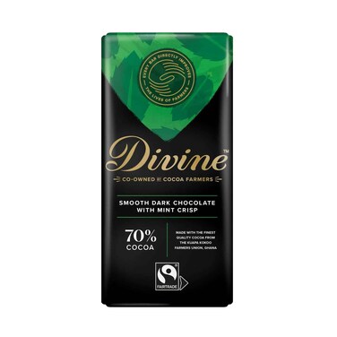 Divine 70% Cocoa Smooth Dark Chocolate With Mint Crisp 90g
