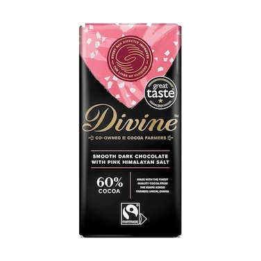 Divine 60% Cocoa Smooth Dark Chocolate With Pink Himalayan Salt 90g