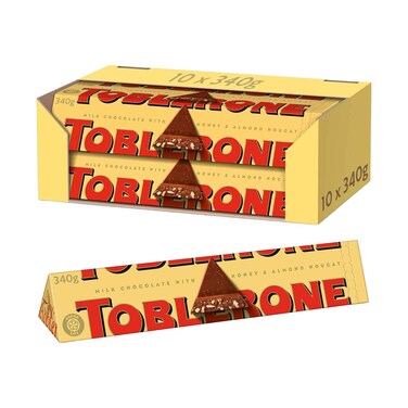 Toblerone Milk Chocolate with Honey &amp; Almond Nougat, 340gx40