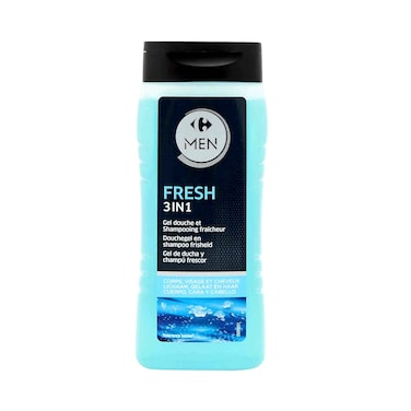Carrefour Men 3 In 1 Fresh Shower Gel For Face, Body &amp; Hair 300ml
