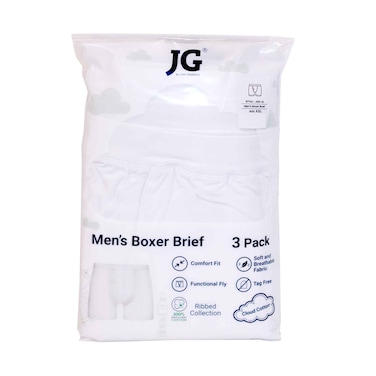 جون جلادستون - بوكسر رجالي - عبوة من 3 قطع - أبيض سادة - مقاس كبير جدًا (لا يوجد استرداد أو استبدال للمنتجات الصحية)