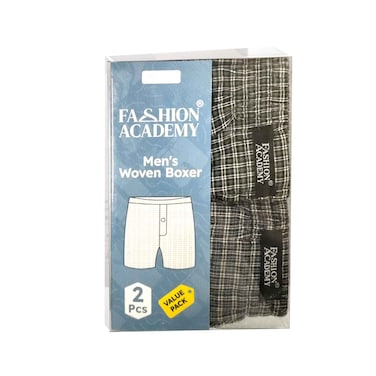 Fashion Academy Men's Woven Boxer 2 Pieces Assorted Size Medium (No Refund/Exchange for Hygienic Item)