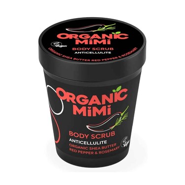 Organic Mimi Body Scrub Anticellulite With Organic Shea Butter Red Pepper &amp; Rosemary 250g