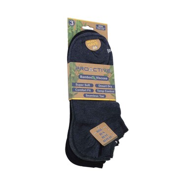 Proactive Bamboo Viscose Men's No Show Socks HM-PA-8505, Free Size 3 Pairs Assorted Color  (No Refund/Exchange for Hygienic Item)