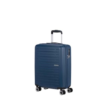 American Tourister Aerojoy Hard Trolley Luggage TSA 4 Wheels, Dark Blue 55cm