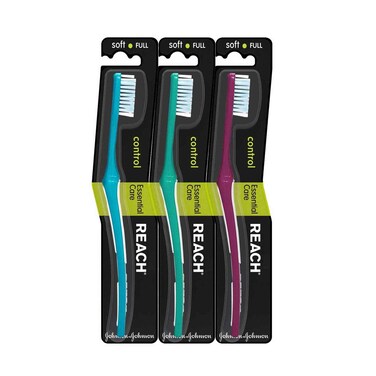 فرشاة أسنان ريتش كونترول للعناية الأساسية ناعمة، 3 قطع