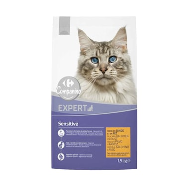 Carrefour Companino Sensitive Adult Cat Food With Turkey &amp; Rice 1.5Kg