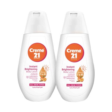 Cr&egrave;me 21 Body Lotion Instant Brightening For All Skin Types 400mlx2 Pieces