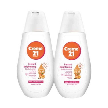 Cr&egrave;me 21 Body Lotion Instant Brightening For All Skin Types 400mlx2 Pieces