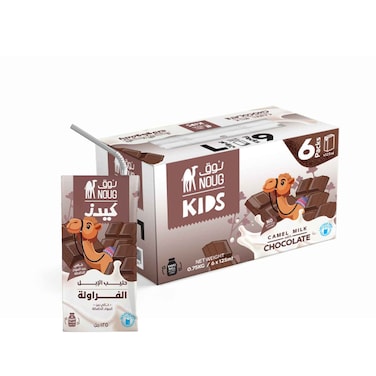 Noug Kids Long Life Camel Milk With Chocolate Flavor 125mlx6 Pieces