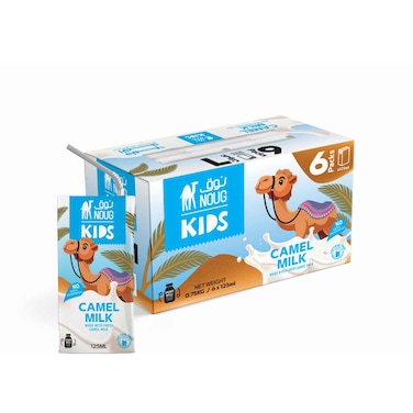 Noug Kids Long Life Camel Milk Plain 125mlx6 Pieces