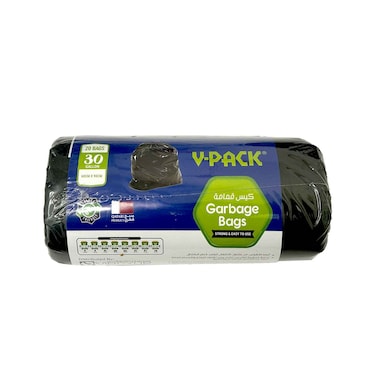 أكياس قمامة V-Pack، 60 سم × 90 سم، سعة 30 جالون، 20 كيسًا