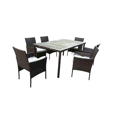 جراندالا طقم طعام راتان 6 مقاعد (رسوم تركيب إضافية)