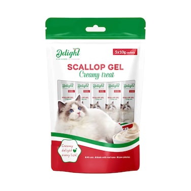 Delight Scallop Gel Creamy Cat Treat 10gx5 Pieces