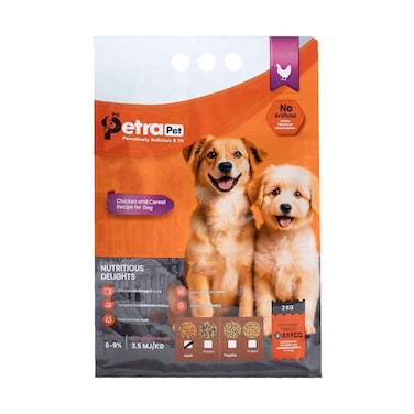 Petra Pet Dry Dog Food for Adults With Chicken &amp; Cereal Recipe 2Kg
