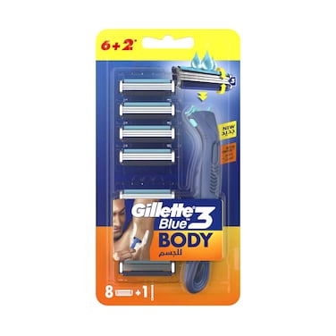 Gillette Blue 3 Body Razor With Handle 8 Pieces