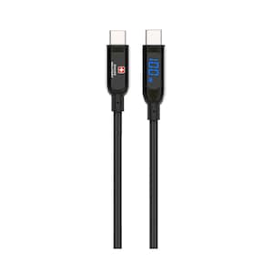 Swiss Military Braided Cable 100W C-C with LED 1m Black