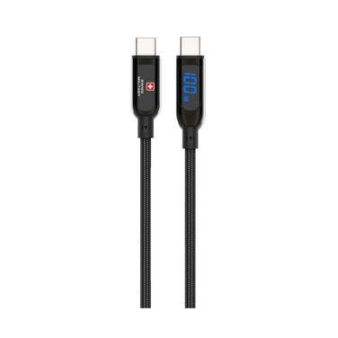 Swiss Military Braided Cable 100W C-C with LED 1m Black
