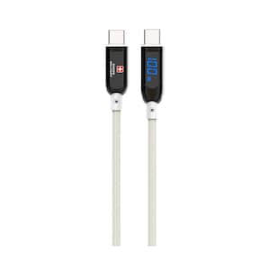 Swiss Military Braided Cable 100W C-C with LED 1m White