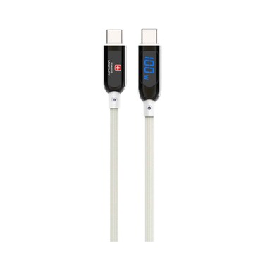 Swiss Military Braided Cable 100W C-C with LED 1m White
