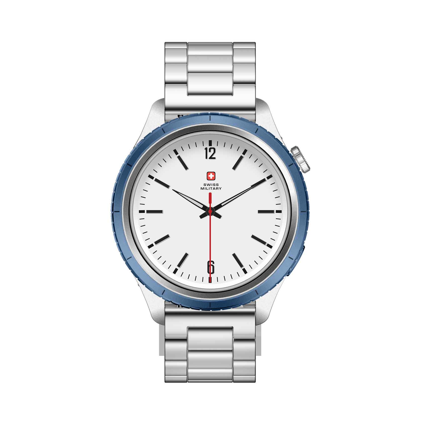 Swiss Military Smartwatch DOM 8 Blue Ring Steel Strap