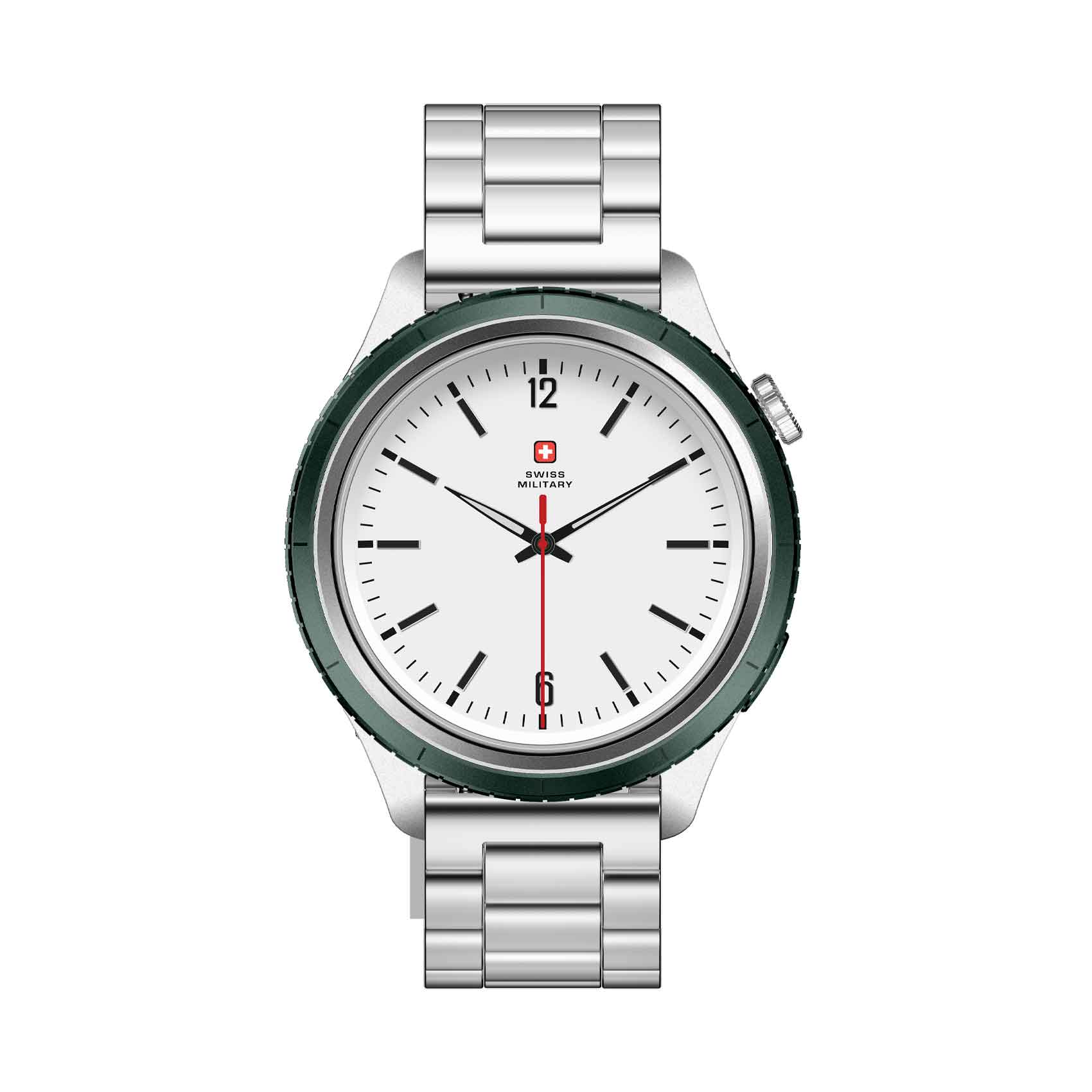 Swiss Military Smartwatch DOM 8 Green Ring Steel Strap