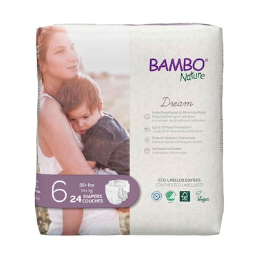 حفاضات أطفال بامبو ناتشر بريميوم الصديقة للبيئة، مقاس 6، وزن 16 كجم فأكثر، 24 قطعة