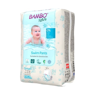 سراويل سباحة بامبو ناتشر صغيرة الحجم 7-12 كجم، 12 قطعة