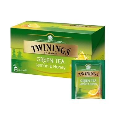 Twinings Of London Pure Green Tea Bags With Lemon &amp; Honey Flavour 25 Pieces