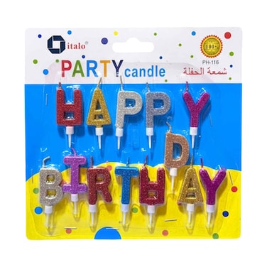 Happy Birthday Metalic Candle&nbsp;Assorted