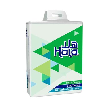 Hala Facial Tissue Soft &amp; Strong 2ply 160 Sheetsx10 Pieces