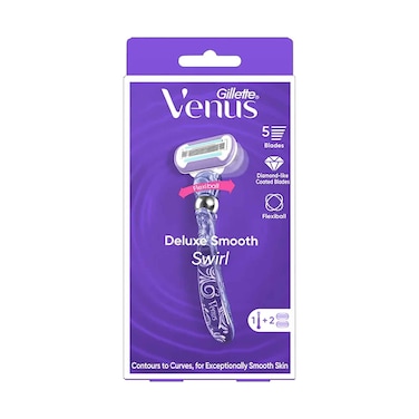 Gillette Venus Deluxe Smooth Swirl Women's Razor Handle + 2 Blades
