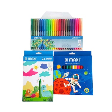 Maxi Coloring Fiber Tip, Crayon &amp; Colored Pencils Set