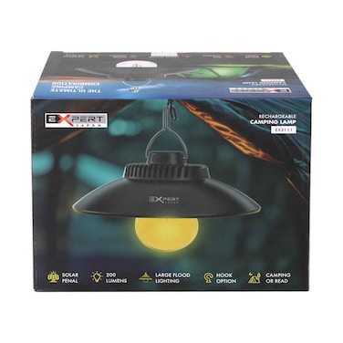مصباح تخييم قابل لإعادة الشحن مزود بلوحة شمسية