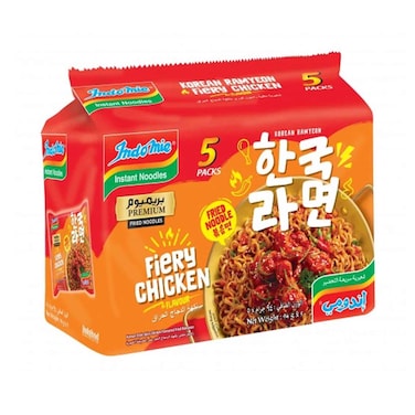 إندومي نودلز مقلية بريميوم بنكهة الدجاج الحار 94 جم × 5 قطع