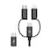Smartix Braided Cable 3in1 Premium USB C-C/Lightning/Micro USB-B Black