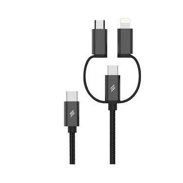 Smartix Braided Cable 3in1 Premium USB C-C/Lightning/Micro USB-B Black