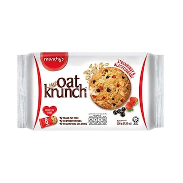 Munchy's Oat Krunch Biscuit With Strawberry &amp; Blackcurrant Flavour 208g