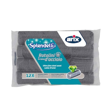 Arix Splendelli Ultra Fine Steel Wool, Heavy Duty 12 Rolls