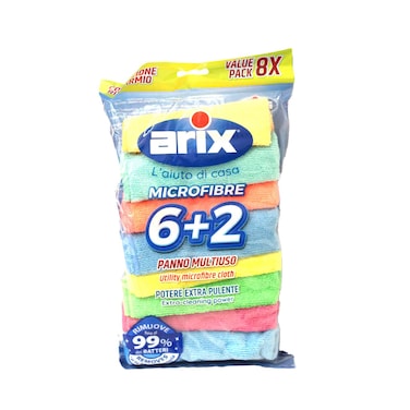 Arix Utility Microfiber Cloth Multicolor 8 Pieces