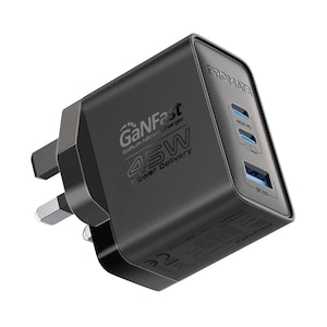 Promate Power Delivery Charging Adapter GaNFast Charger 45W